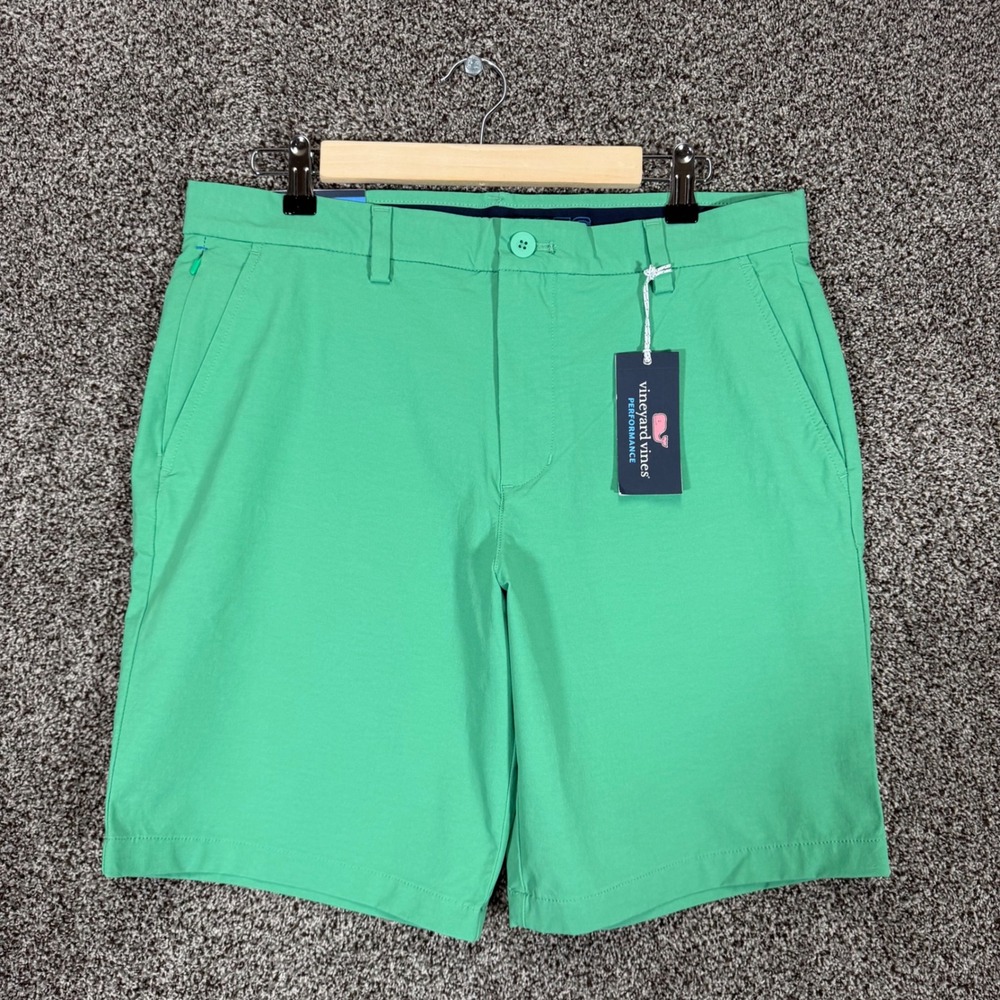 Vineyard Vines OTG On-The-Go Shorts Mens 32/9 Green Performance Stretch Chino